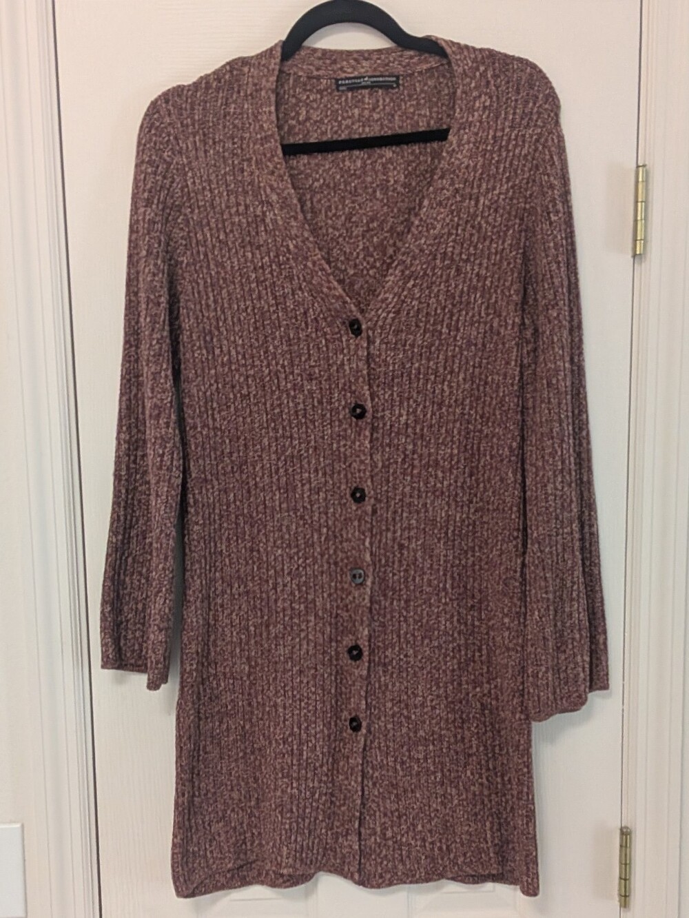 Peruvian Connection Long Ribbed Button-Front Cardigan Pima Cotton Sweater Medium